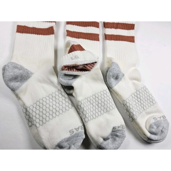 Bombas Vintage Style Brown Stripe Crew Socks Lot Of 3 Pairs Size L - Picture 3 of 3